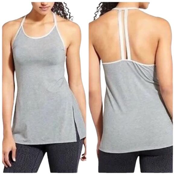 Athleta Essence Satin Mesh Tank Gray XXS - Picture 1 of 9